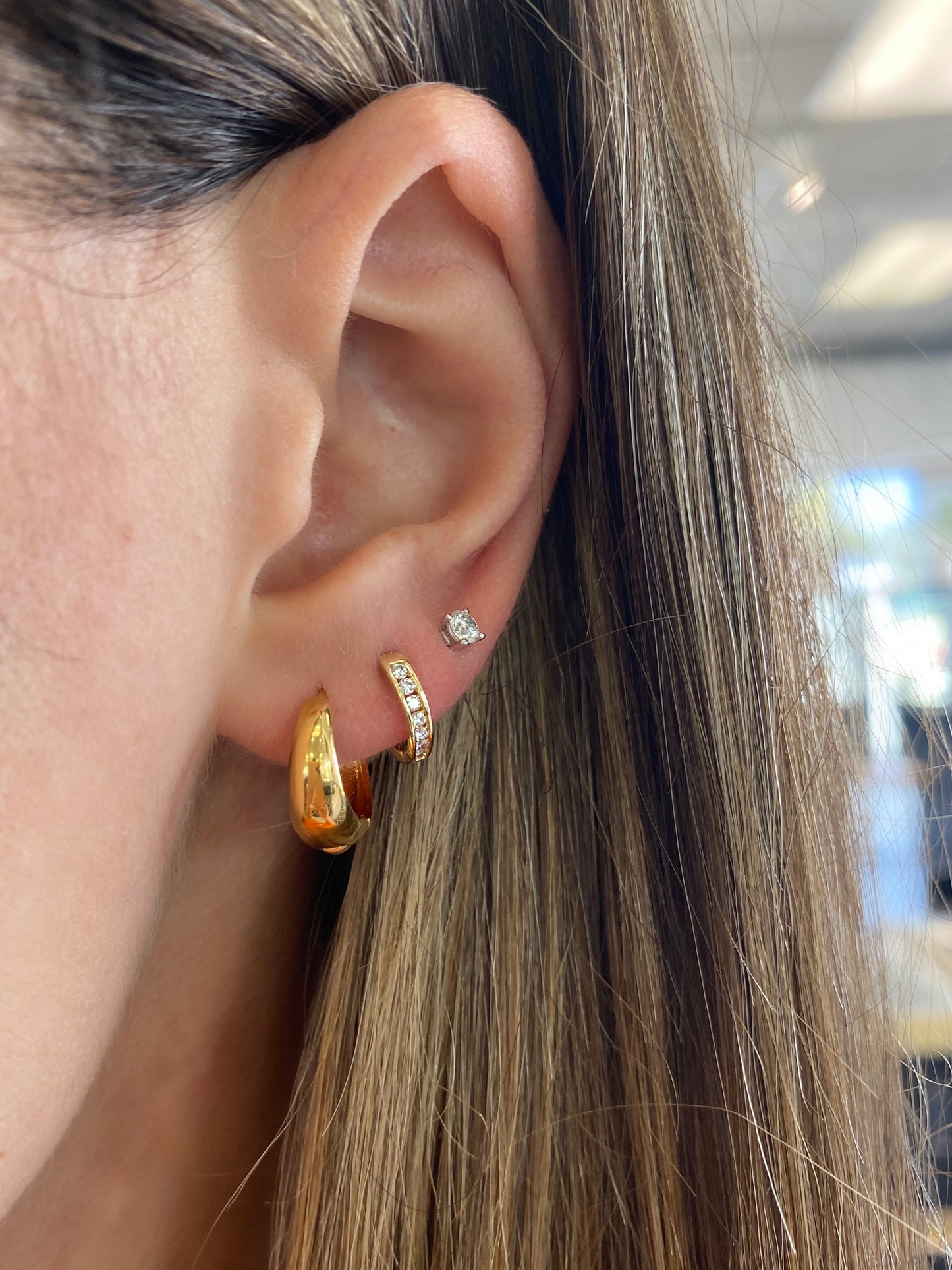 Yellow Gold Diamond Huggies
